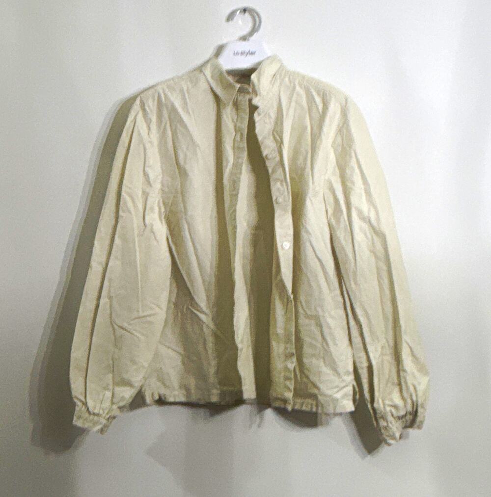Everlane Women’s Beige Button-Front Collared Short Jacket Long Sleeve Size 8